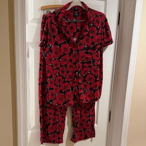 Kate Spade Red and Black Floral Pants